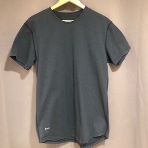 BYLT Basics Blue with Green Striped Casual Shirt, Size Medium